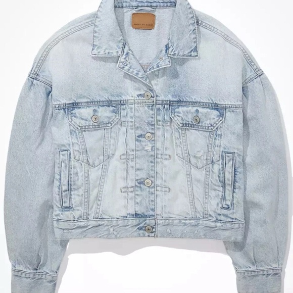 AE American Eagle Women's Cropped Denim Jacket - Picture 2 of 4